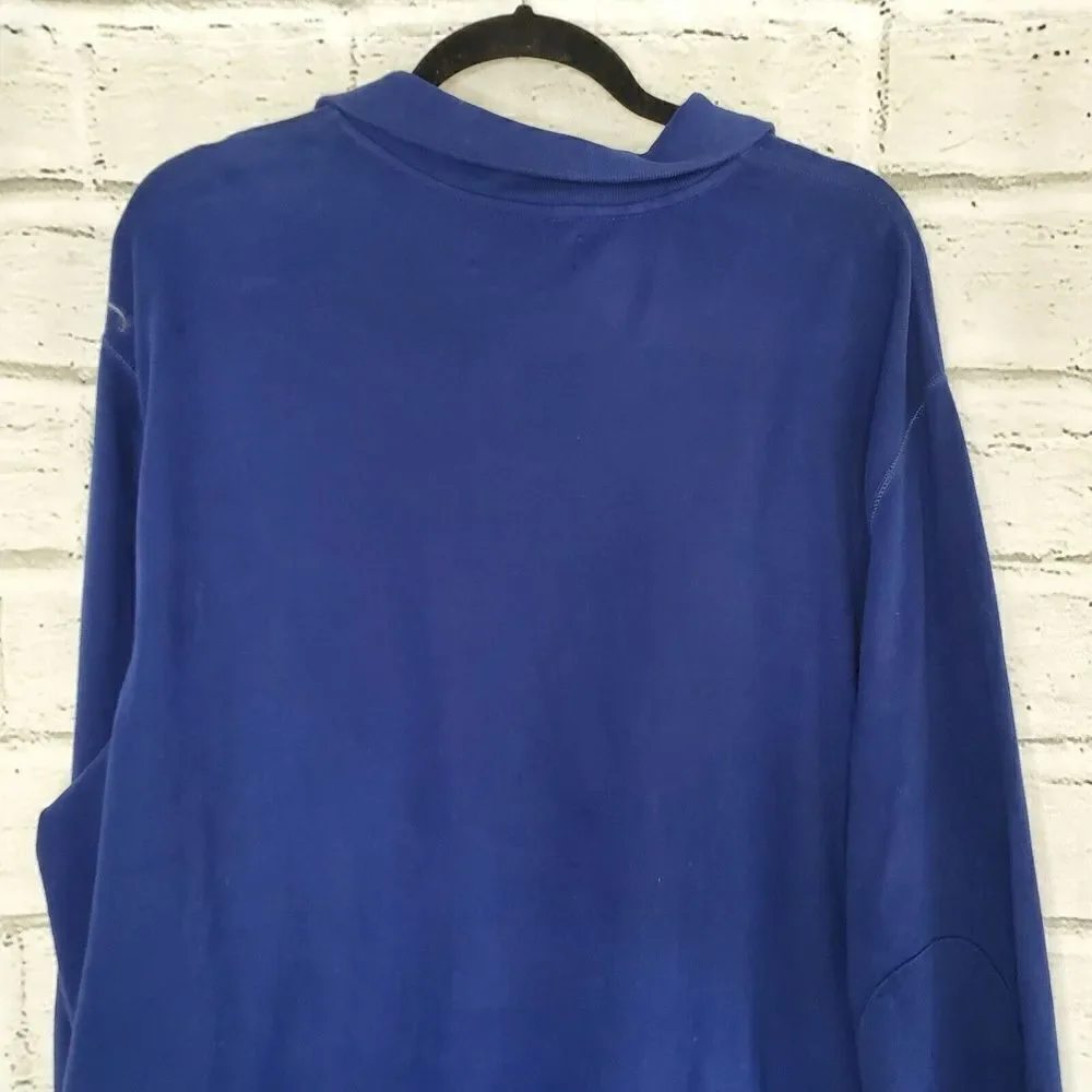 Vintage 90s Polo Ralph Lauren Sweater Blue Pony Pullover 1/4 Zip Men XXL Cotton
